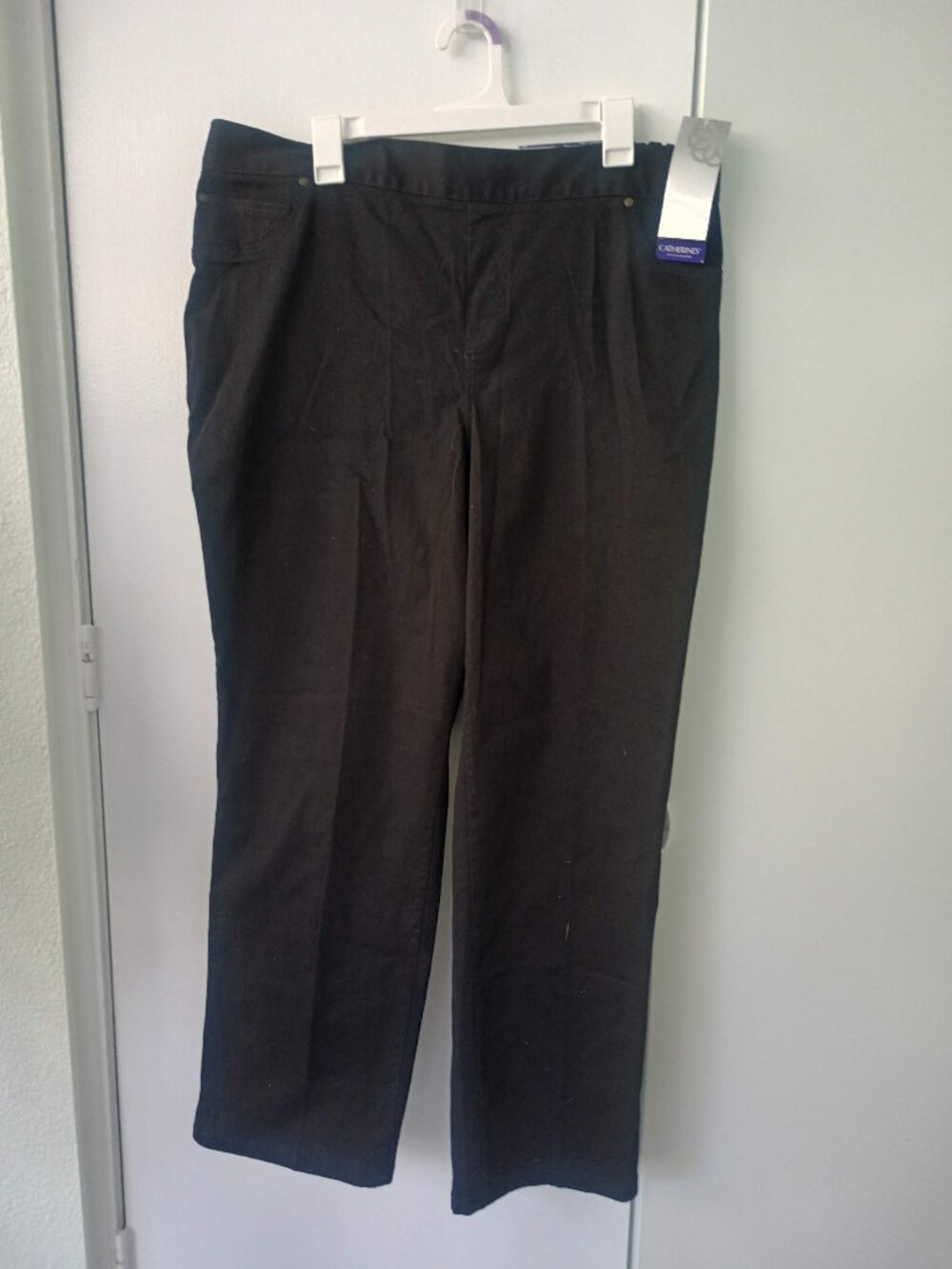 NWT Catherines 1x Timeless Fit Plus Size Black Denim Pull On Jeans Straight Leg